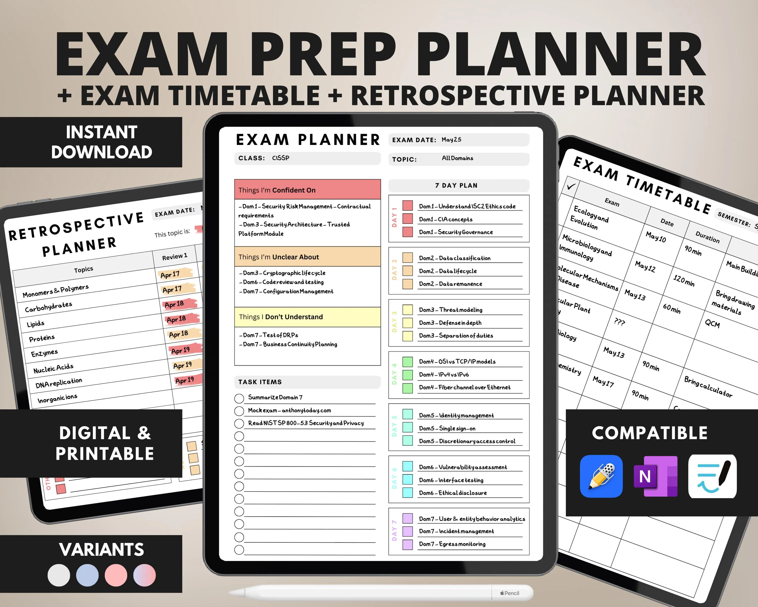 Cyber Exam Prep Planner for iPad