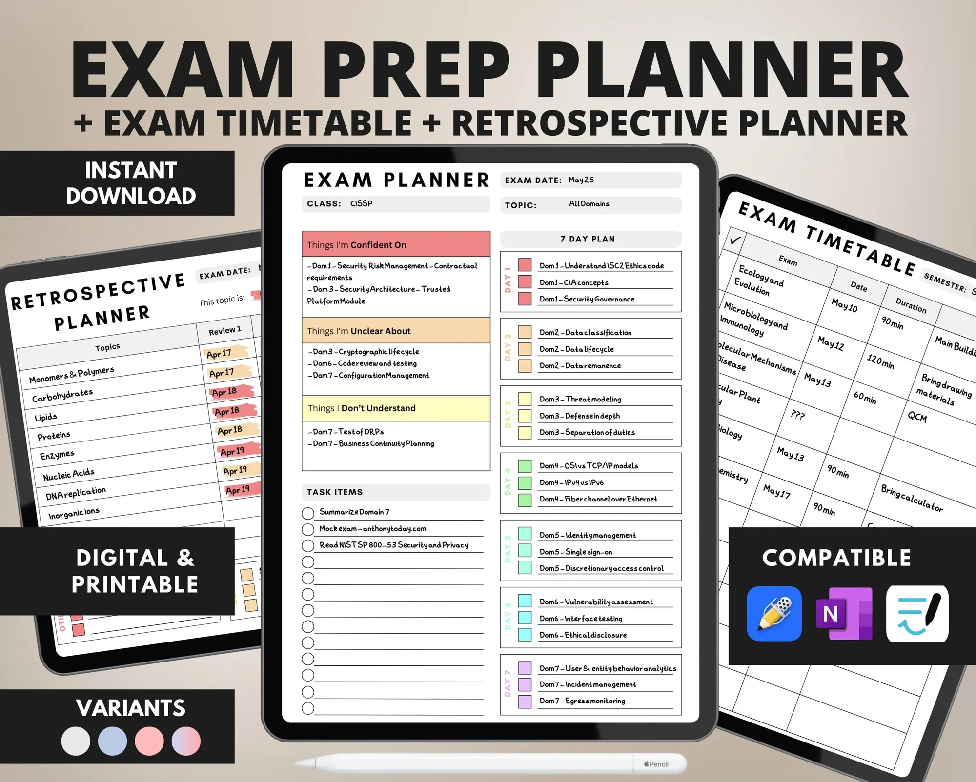 Cyber Exam Prep Planner for iPad