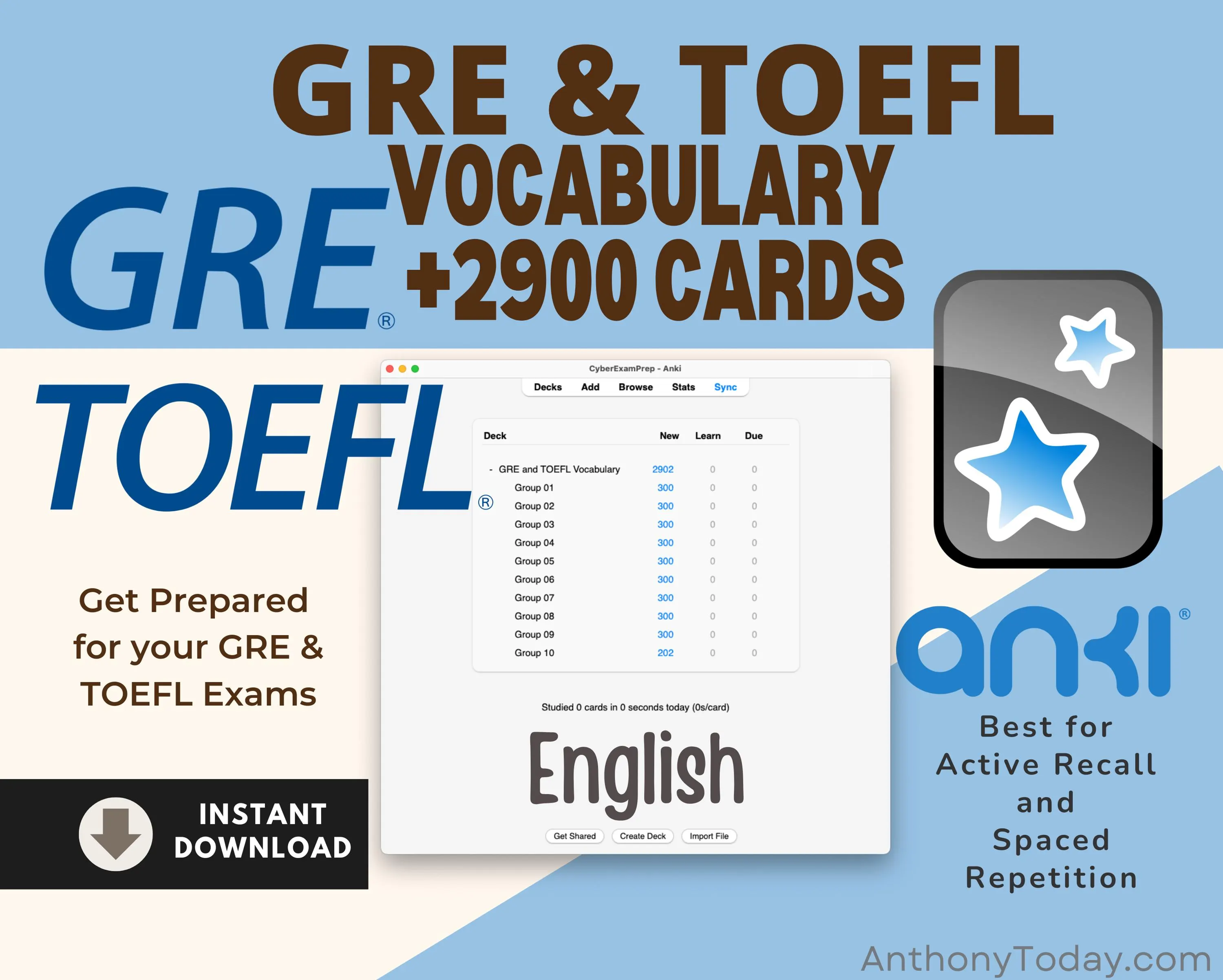 GRE and TOEFL Vocabulary Flashcards