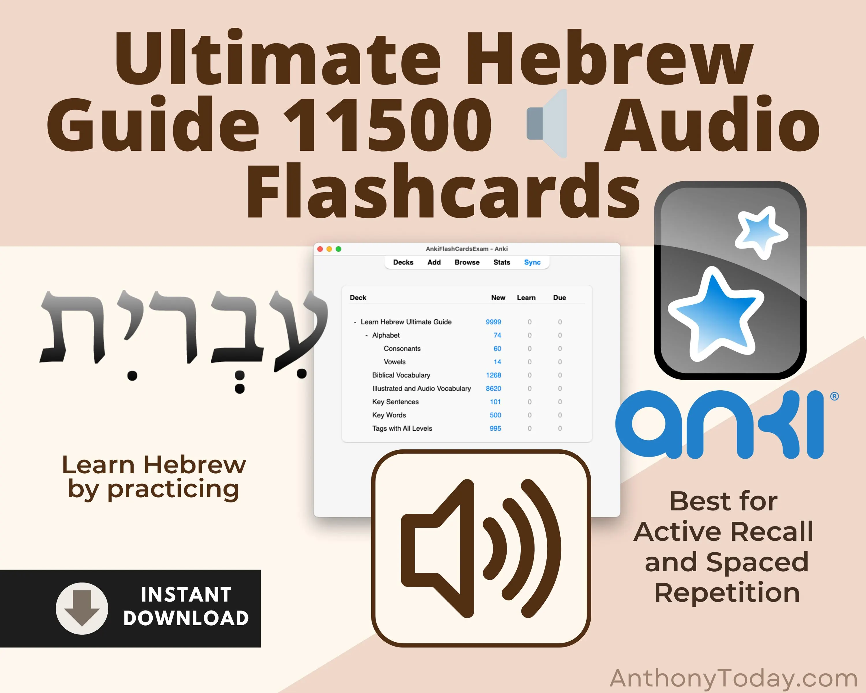 Hebrew Flashcards with Audio
