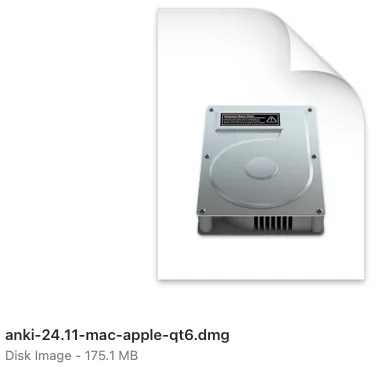 The downloaded Anki dmg file