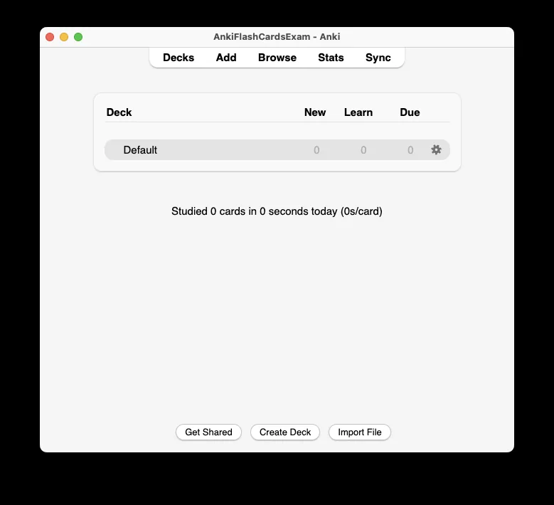 The Import button inside Anki