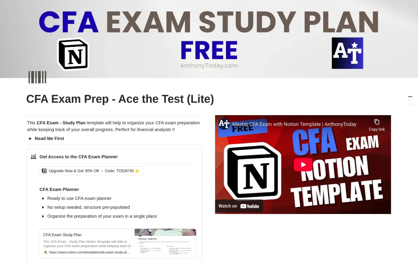 CFA Exam Prep, Study Plan (Lite)