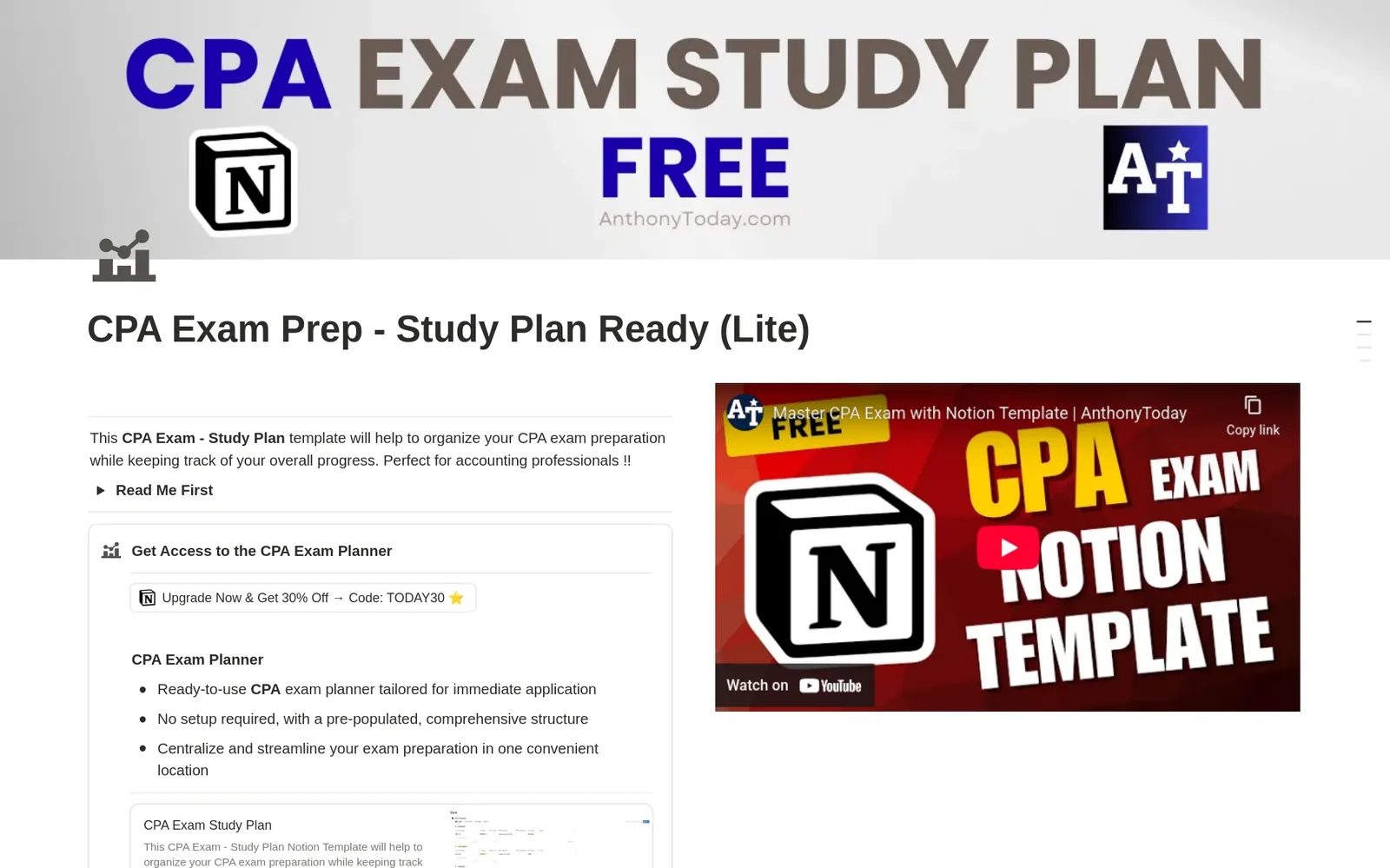 CPA Exam Prep, Study Plan Ready (Lite)