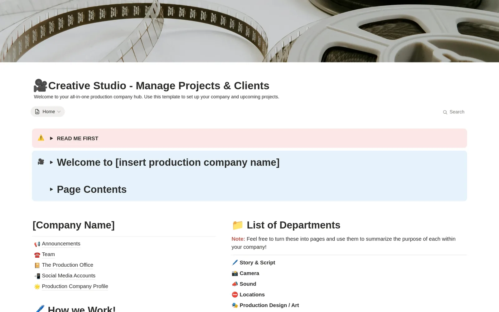 Creative Studio, Manage Projects and Clients