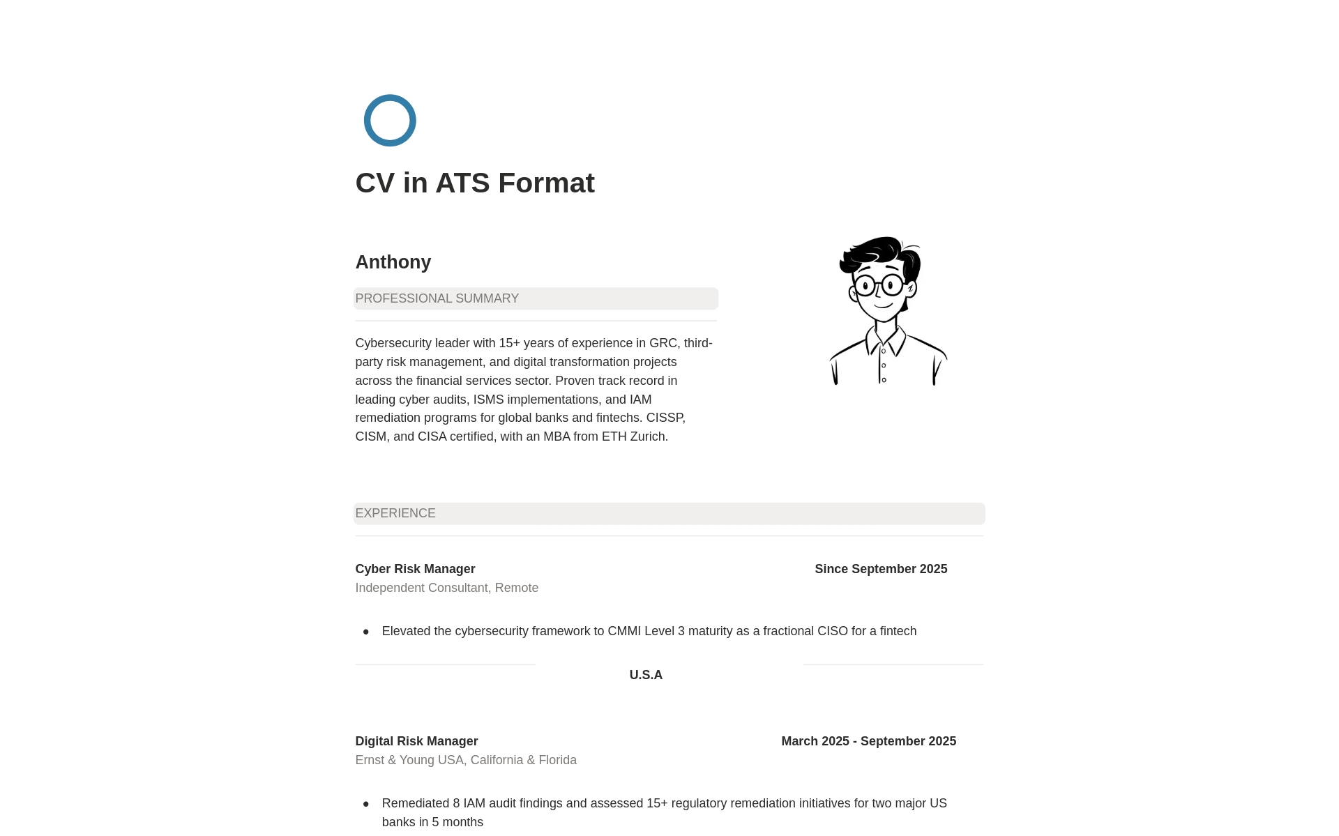 CV in ATS Format