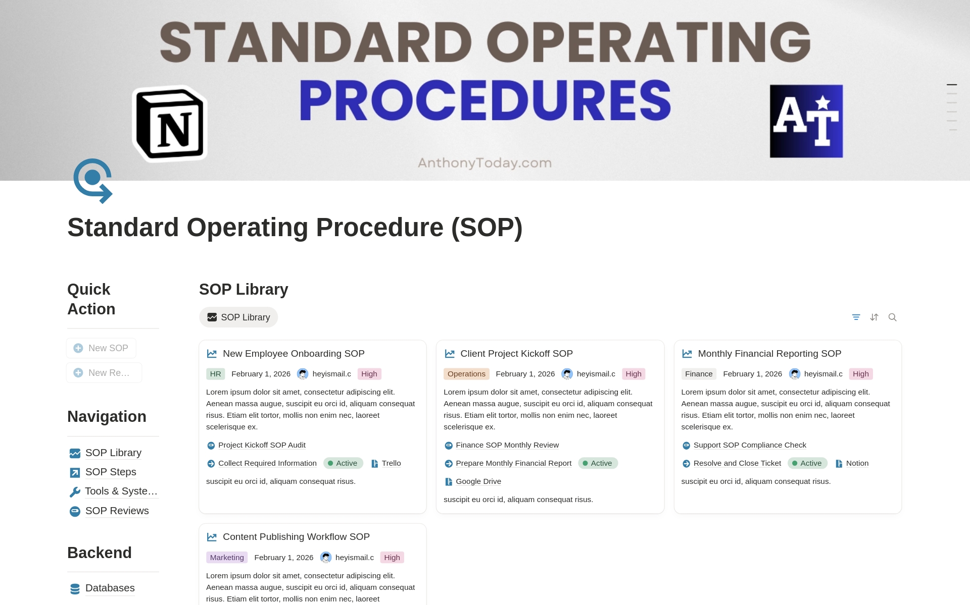 Standard Operating Procedures Library
