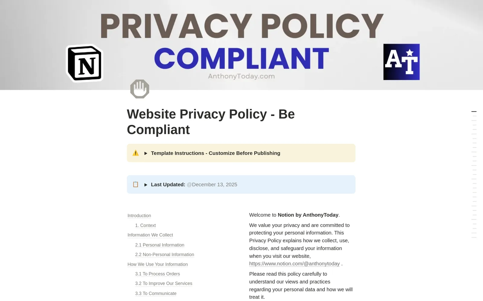 Website Privacy Policy, Be Compliant